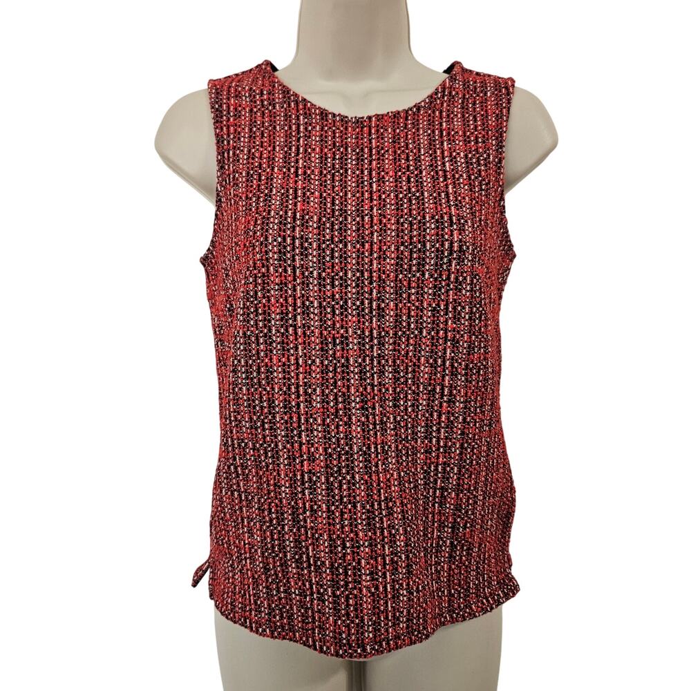 BANANA REPUBLIC Boucle Tweed Sleeveless Shell Top Red Size XXS NWT